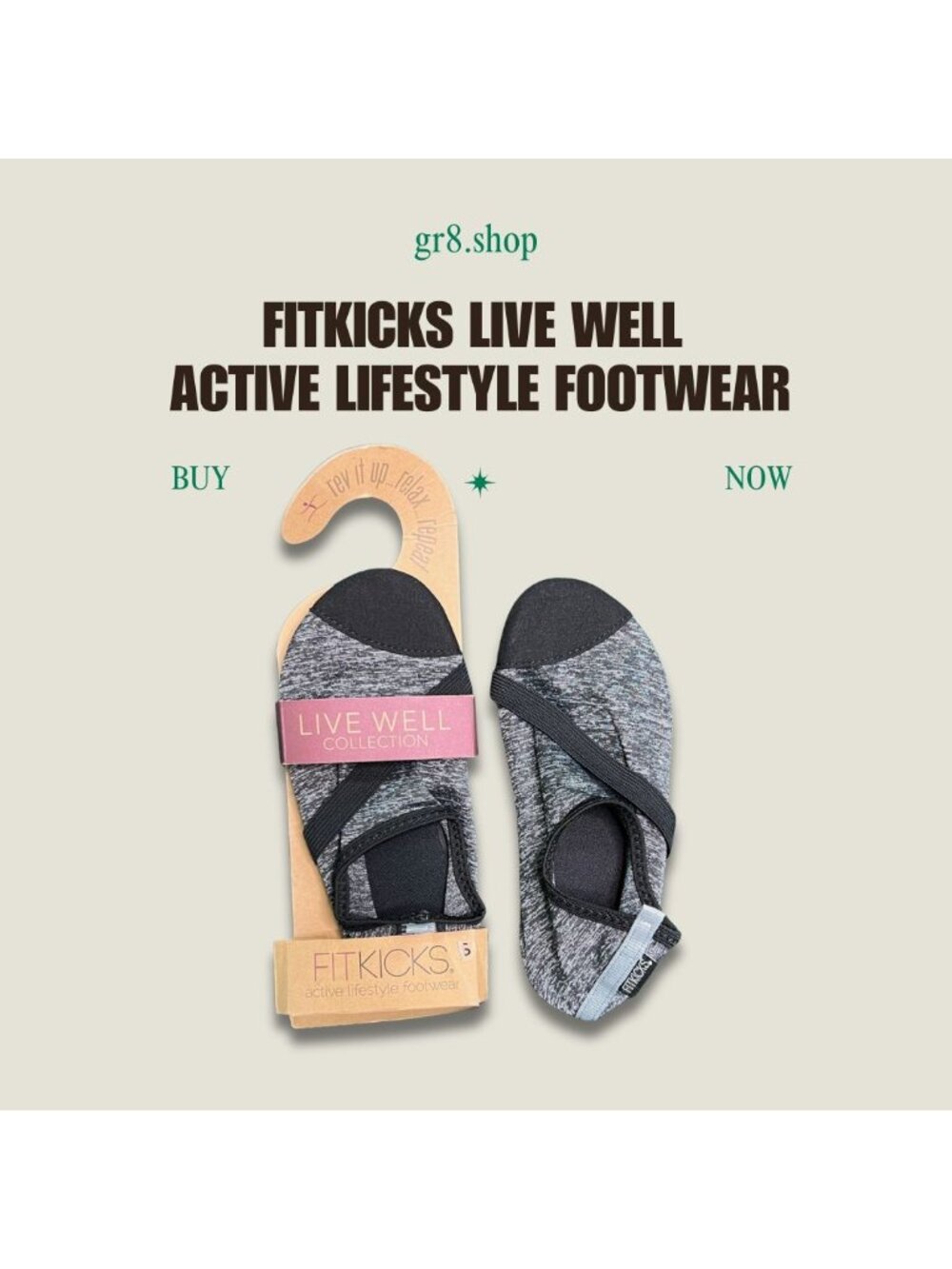 FITKICKS Womens Active Lifestyle Footwear Live Well Collection Gray & Black Size